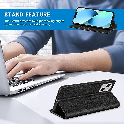 Image of ZZXX for iPhone 13 Wallet Case Strong Magnetic 6.1 inch,Black