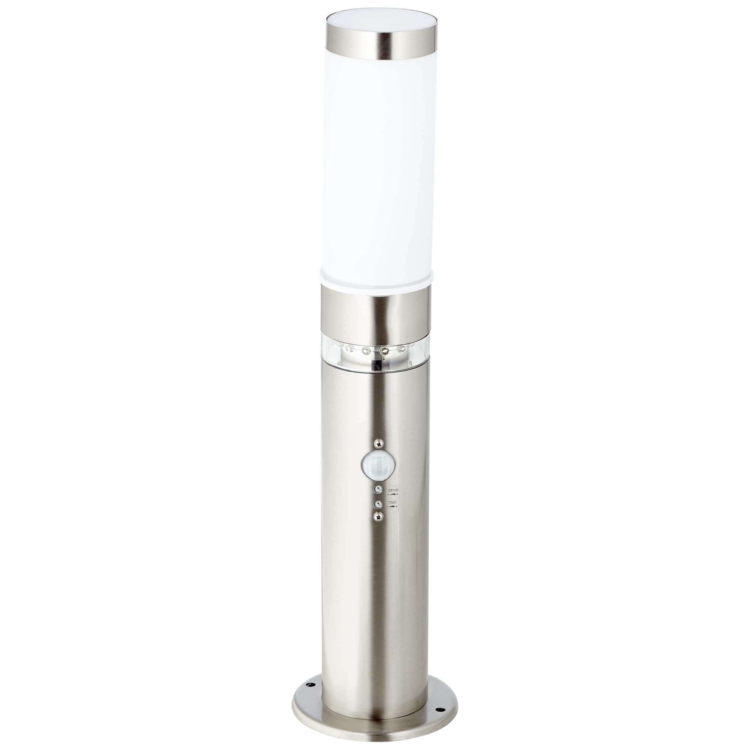 Brilliant Lampada a LED con piedistallo in acciaio inox, lampada per esterni con sensore di movimento regolabile e interruttore crepuscolare per luce decorativa a LED, lampada a colonna resistente