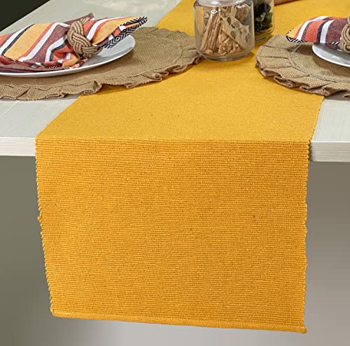 Chardin Home Recycled Cotton Mustard Yellow Table Runner, Solid Ribbed Runner 13X72 Inches, Great For Everyday Usage, Parties, Holiday Dinners And Even Everyday. #TOP1