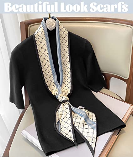 kcctoo 59" Mulberry Silk Like Head Scarf Women's Fashion Square Neck Satin Scarfs for Bag Hair Scarves Gift 59 * 5.9”3