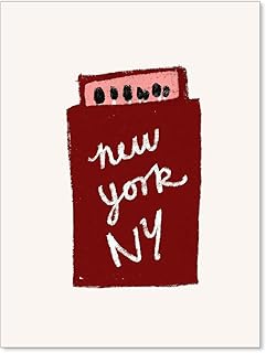 Lmuwecno Red New York Matchbox Poster Funky Vintage Mid Century Canvas Wall Art Retro Trendy Modern Bar Cart Painting Prints Living Room Kitchen Wall Decor 12x16 inch Unframed