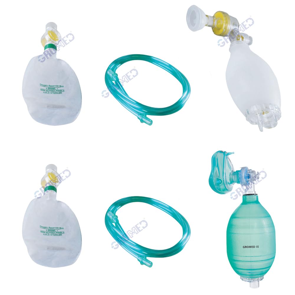 Gromed Silicone Ambu Bag Type Manual Resuscitator, Pack of 2-1x Adult 1600ml (1.6L) & 1x Paediatric 500ml (0.5L) (B0BL2X22GT) Amazon Price History, Amazon Price Tracker