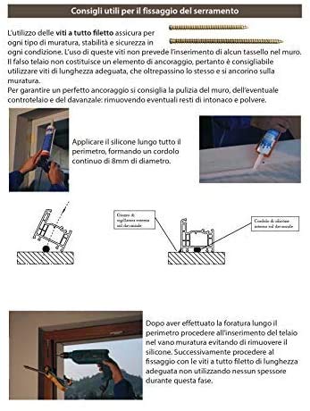 Nuova Arredo Holzfenster cm L 50 x 70 H – Doppelglas – Griff – gebeizt – zu behandeln: Imprägnierung/Lackierung – in jeder Farbe