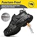 KOIFISH Waterproof Steel Toe Shoes for Women,Non Slip Puncture Proof Steel Toe Tennis Shoes,Industrial&Construction&Warehouse Work Sneakers,Breathable,Lightweight,Black