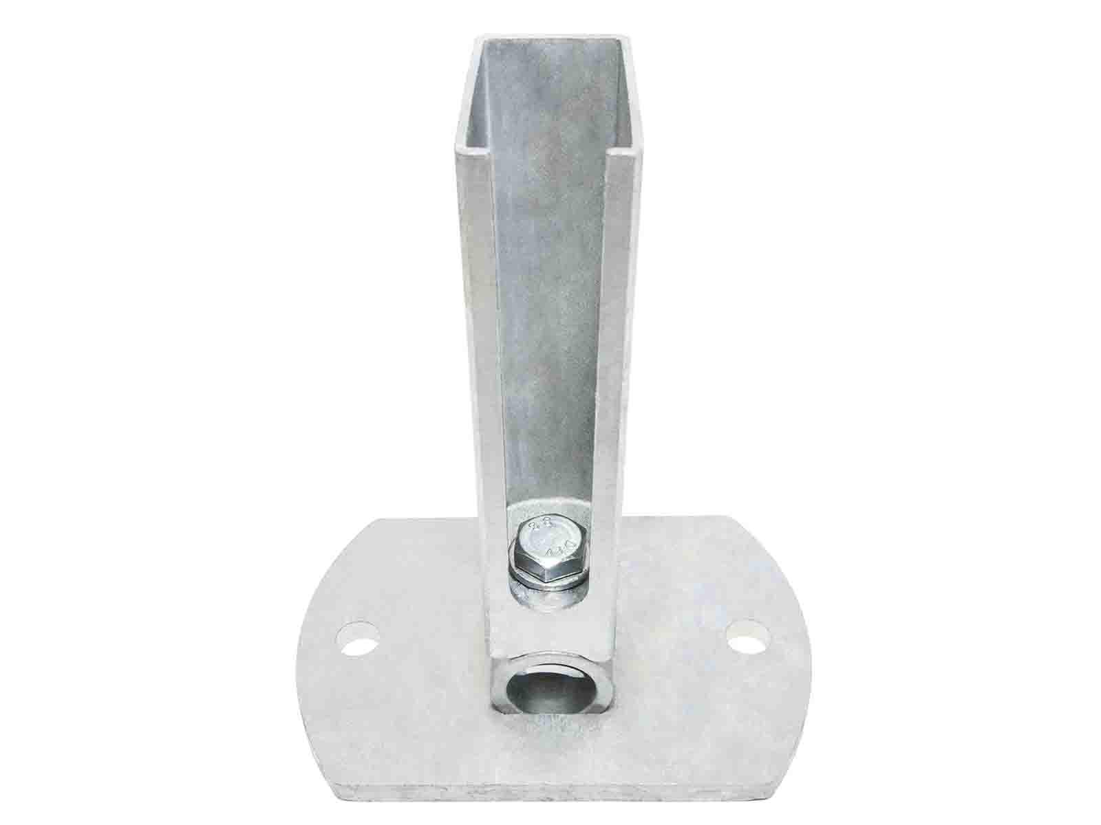 Zaundirekt Flexible Bodenplatte I Feuerverzinkt I 60x40x2 Rechteckrohr I Zaunpfosten bis 1230mm Zaunhöhe I Fussplatten Adapter I Pfostenschuh