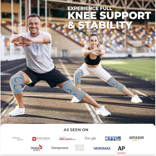 Image of Modvel Compression Knee Brace for Women & Men - 2 Pack Knee Brace for Women Running Knee Pain, Knee Support Compression Sleeve, Workout Sports Knee Braces for Meniscus Tear ACL & Arthritis Pain Relief