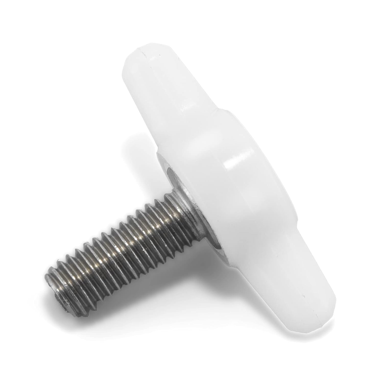 #10-32 x 1/2" Thumb Screw Stainless Steel - White Tee Wing Plastic Knob - Fine Thread Thumbscrew - Length: 0.500" - Proudly Built in USA - Package of (25)