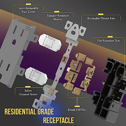 Image of ENERLITES 100 Pack Decorator Outlet, 15A 125V, Tamper Resistant Receptacle