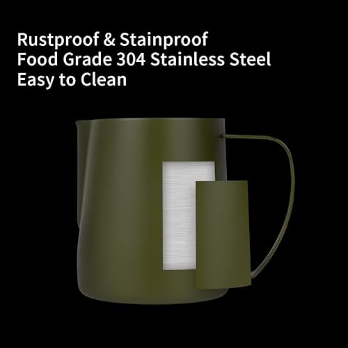 Miniatura 137 de watchget Jarra de espuma de leche de 11.8 fl oz/20.3 fl oz/30.4 fl oz/50.7 fl oz (12 oz/20 oz/32 oz/52 onzas) - Jarra de vapor de café