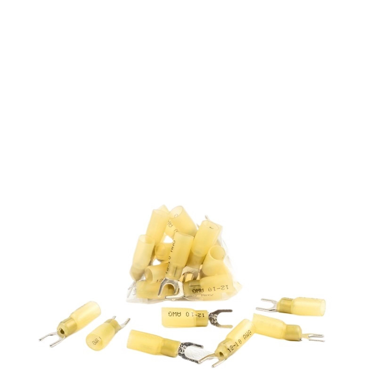 Ciopljhkl Men's Yellow 50Pcs Heat Shrink Insulated Butt Wire Connectors Kit Spade Crimp Terminal Fe Waterproof Electrical Terminals For Home,Factory,Cars,Ship