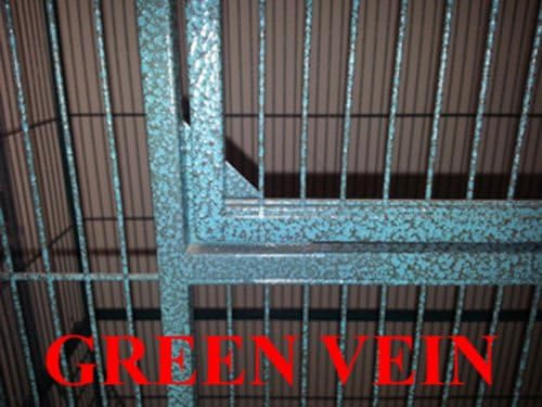 Extra Large Parrot Bird Wrought Iron Rolling Cage with Play Stand Perch Ground with Seed Guard (36" x 26" x 60"H, Green Vein)