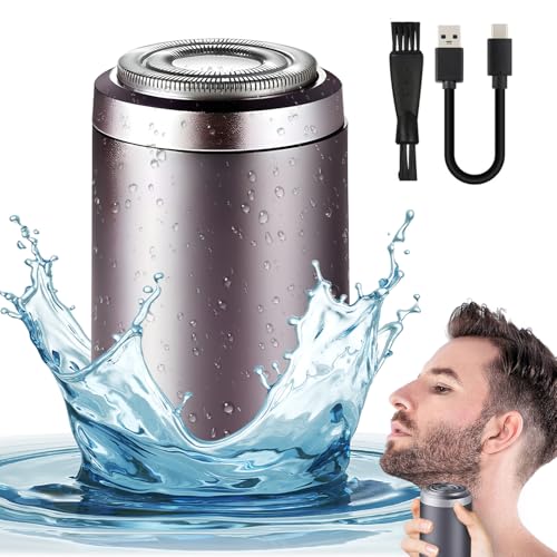 Mini Shavers for Men, Mens Electric Shavers, Electric Cordless Rechargeable, Rasoio Ricaricabile USB, Rasoio Lavabile a Secco e Umido (marrone)