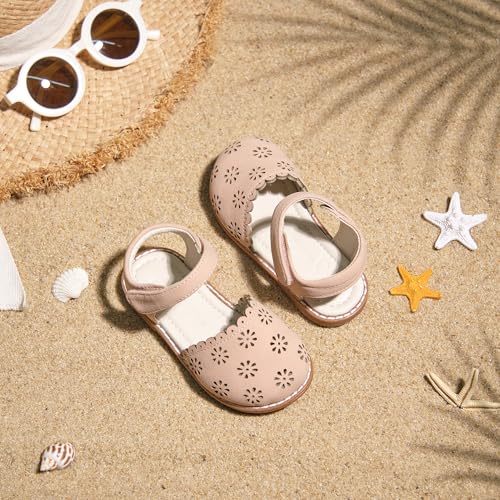 Image of ESTINE Toddler Girls Little Kids Close Toe Sandals - Flower Girl Dress Flats Summer Shoes
