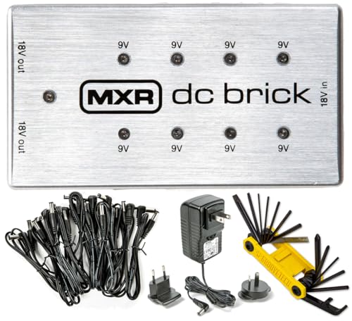 MXR M237 DC Brick Effects Pedal Power Supply 9Vx8 and 18Vx2 Outputs Tonebird ECB009 Power Adapter Barrel Cables Groovetech Guitar Multi-Tool Bundle