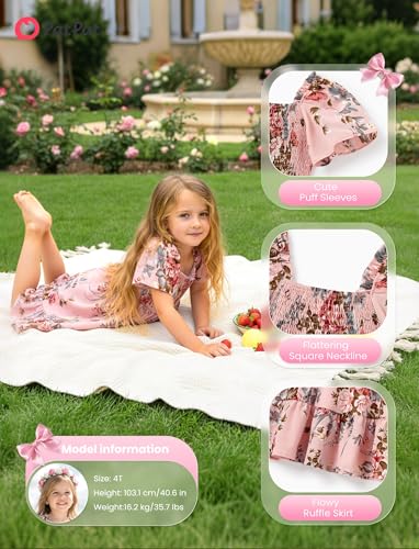 Image of PATPAT Family Matching Outfits Mommy and Me Dresses Floral Dress & T-Shirts | Mommy and Me Easter Dresses, Puff Sleeve Floral Sundress, Cotton Blend T-shirts, Couples Party Wedding Vacation Outfits