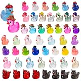 Partideal 50 Stück Mini Enten Harz, Miniatur Ducks Miniaturfiguren zum Verstecken für Halloween WeihnachtenDIY Dekoration Handwerk Gartendekorationen