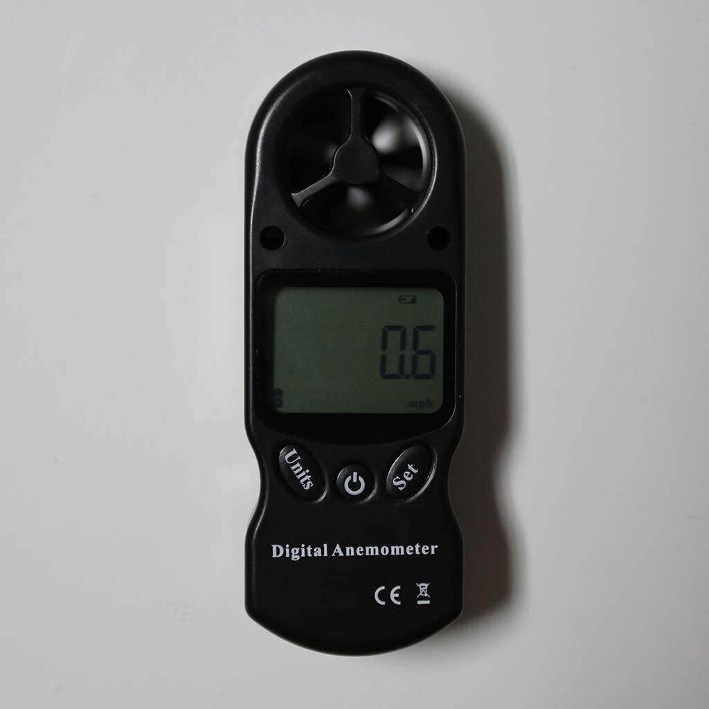 JJJ 8 en 1 Anemómetro Digital LCD Pantalla LCD Termómetro Velocidad de Viento Escalofrío Presión Barométrica Altitud Punto de rocío Medición del Tiempo al Aire Libre (Color : Black)