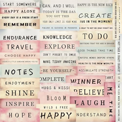 50PCS Boho Word Stickers for Journaling Vintage Motivational Quote Stickers for Junk Journal Craft Scrapbooking Supplies for Bullet Scrapbooking DIY Craft Card Making