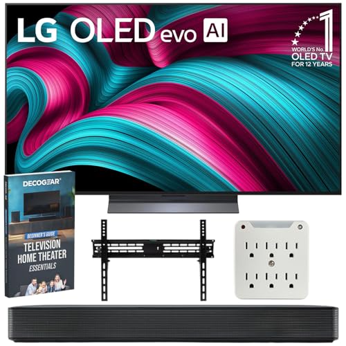 Image of LG OLED55C5PUA 55 inch OLED evo 4K UHD Smart webOS TV 2025 Bundle with SKM1 2.0-Ch. Compact Soundbar, 37 inch-70 inch TV Wall Mount, 6-Outlet Surge Adapter & Deco Gear Complete Home Theater Beginner's Guidebook