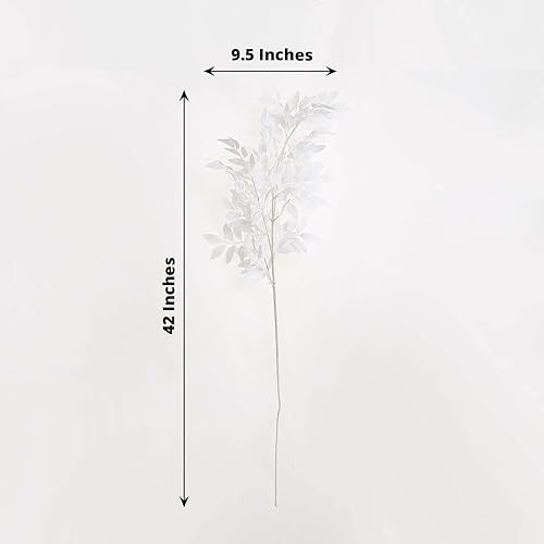 Miniatura 3 de Efavormart - 2 arbustos 42 pulgadas de alto, relleno de jarrón de seda artificial blanca para plantas, ramas de hojas de haya sintéticas para mesa,