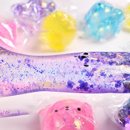 Gummi Bär Sensorik Spielzeug für Erwachsene [4 Stück], Weiches Knautschspielzeug gegen Stress, Autistische Stimming Hand Stressball für Kinder & Erwachsene, Anti Stress Spielzeug Geschenk (Bunt)