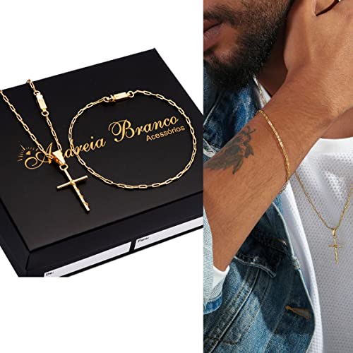 Kit Conjunto Corrente+pingente+ Pulseira Masculino Banhado