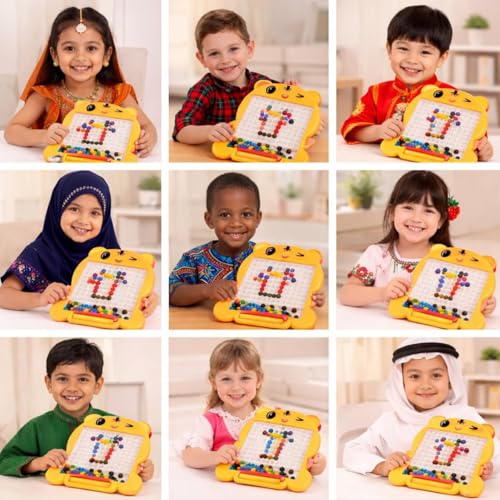 Image of Magnetic Drawing Board for Kids with 80 Beads & Magnetic Pen | Big Size Magnetic Doodle Board | Educational Learning Toy, Drawing & Creativity for Boys & Girls (Multicolor) (Red Medium)