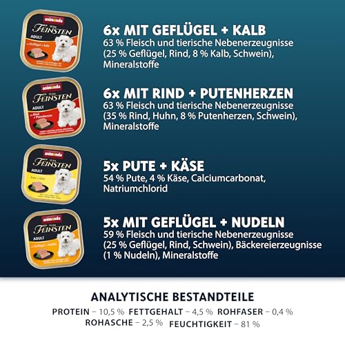 animonda Vom Feinsten Adult Feinschmecker Vielfalt (22 x 150 g), Hundenassfutter für ausgewachsene Hunde, Nassfutter für Hunde mit fein-stückigen Pasteten, Hundefutter ohne Getreide