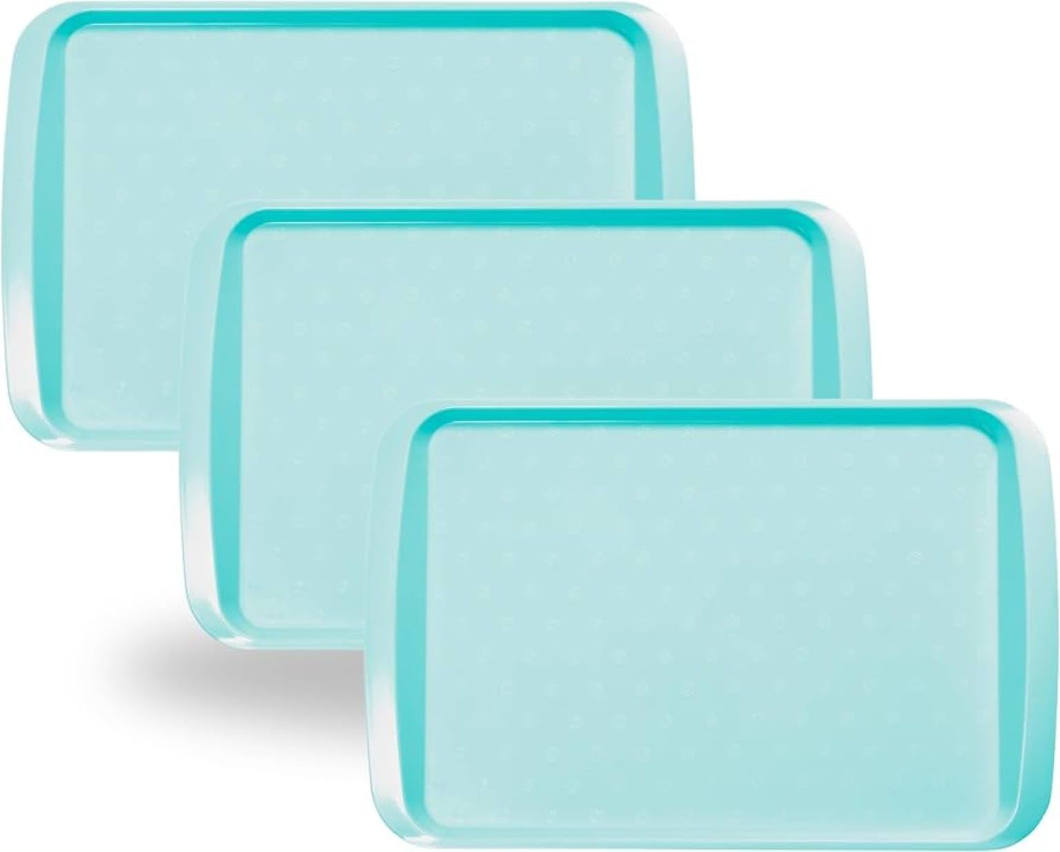 BuzzTrove Serving Trays | Durable Plastic Tea Tray & Dinner Tray | Trays for Eating on Lap, Food Serving & Snacks | Dishwasher Safe, Stackable (Turquoise, Pack of 3 (43.3 x 30.5 x 3 cm)) — image 1