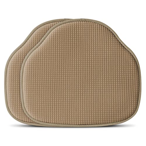 Shinnwa Windsor Chair Cushions Set of 2, Farmhouse Kitchen Seat Cushions, Non Slip Chair Pads for Dining Room, 2 Pack, 17 x 15.5 inches, Brown
