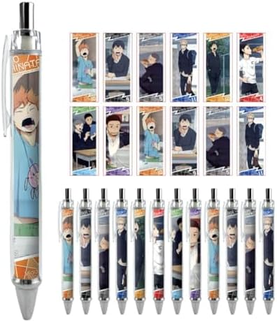 Juego de 12 bolígrafos de tinta de gel negra de anime Haikyuu par...