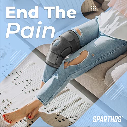 Sparthos Knee Brace - Relieves Acl, Mcl, Meniscus Tear, Arthritis, Tendonitis Pain - Open Patellar Design With Dual Hinged - Support Compression For Running, Working Out, For Men And Women (Medium) #TOP1