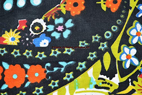 Image of Indian Hand-Block Printed Jaipuri Print Tropical Paisley Floral Ethnic Sanganer Kurti Print Cotton Fabric (Black Paisley, 15 Yards)