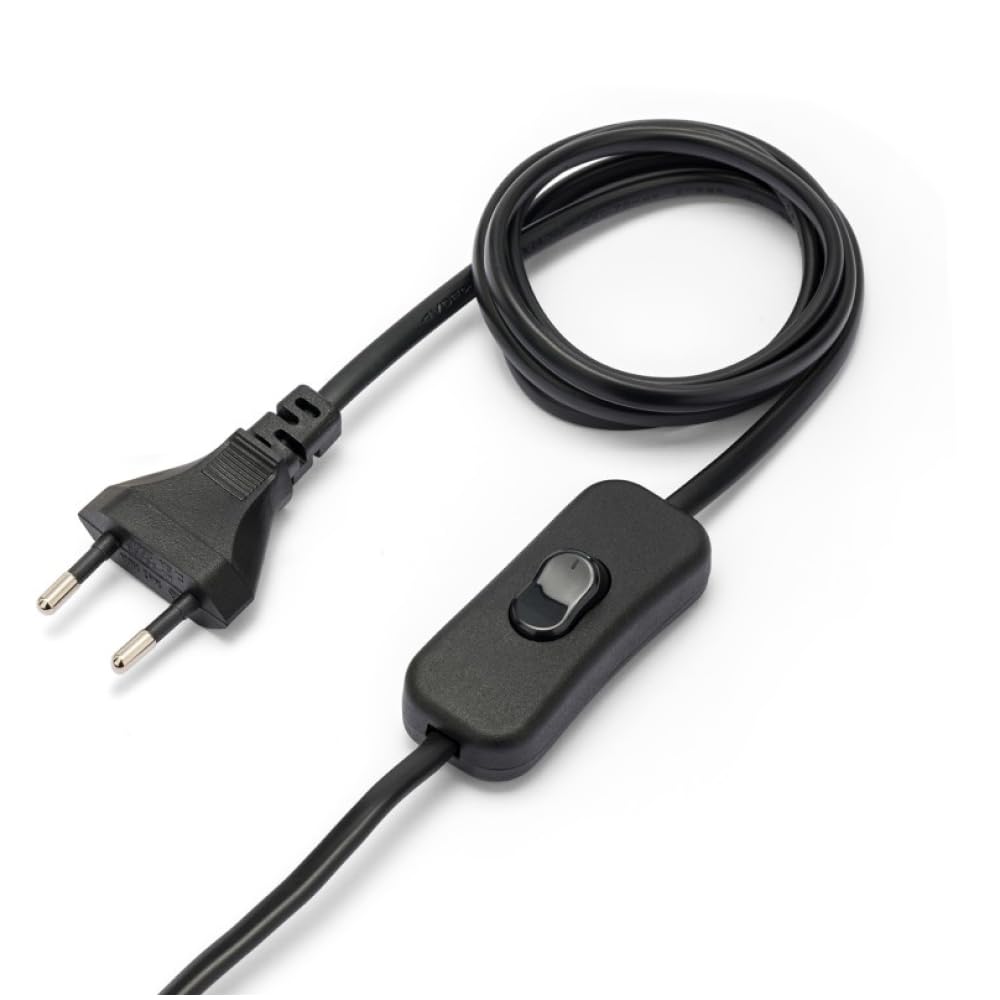 5 x Schalter für Lampe, schwarz, 220 V, 2,5 A, Kabel 100 cm, 1 m italienischer Stecker 10 A, Anschlusskabel 50 cm mit Kabelschuh, ideal für Tischlampen, Nachttischlampen, Schlafzimmer