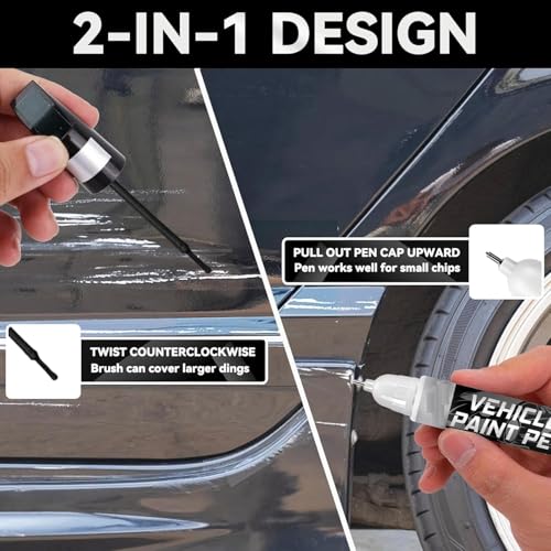 Image of DUNGRANI 2 In 1 White Car Scratch Remover Touch Up Paint Pen | Quick Dry Automotive Paint for Minor, Deep Scratches, Chips & Scuffs | Easy Applicator for Cars & Bikes (Real White)