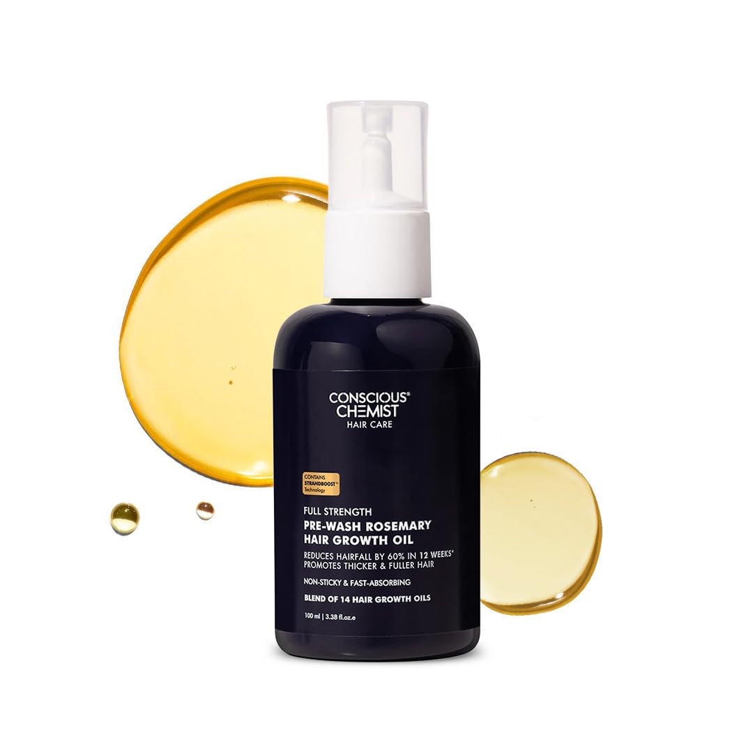 Conscious Chemist® Full Strength Hair Growth Oil | Rosemary, Red Onion & Moringa | With Yeast Extract | 14 Oil Complex | Reduces Hair Fall, Nourishes Scalp & Promotes Hair Growth | For All Hair Types | Women & Men | 100ml
