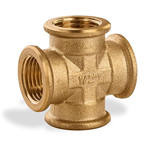 Metalandbrassco Cruz de tubo de latón, 1,27 cm, NPT, 1 pieza, accesorios de tubería industriales