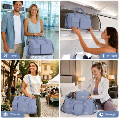 Image of FIORETTO Women's Gym Duffle Bag with Shoes Compartment, 30L Capacity, Ideal for Travel, Gym, Sports, Duffel, Weekender