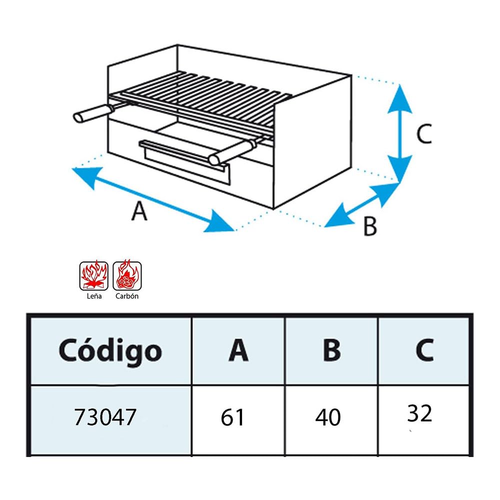 Imex El Zorro 71514 - Cassetto per Barbecue con griglia de Inossidabile - 61 x 40 x 33 cm
