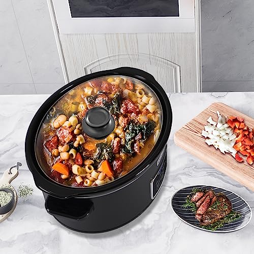 Zing WB-SCO70-BKT-1P Magnifique 7 Quart Programmable Slow Cooker, Kitchen Appliances, Perfect Kitchen Small Appliance For Family Dinners, Black Stainless Steel thumb #2