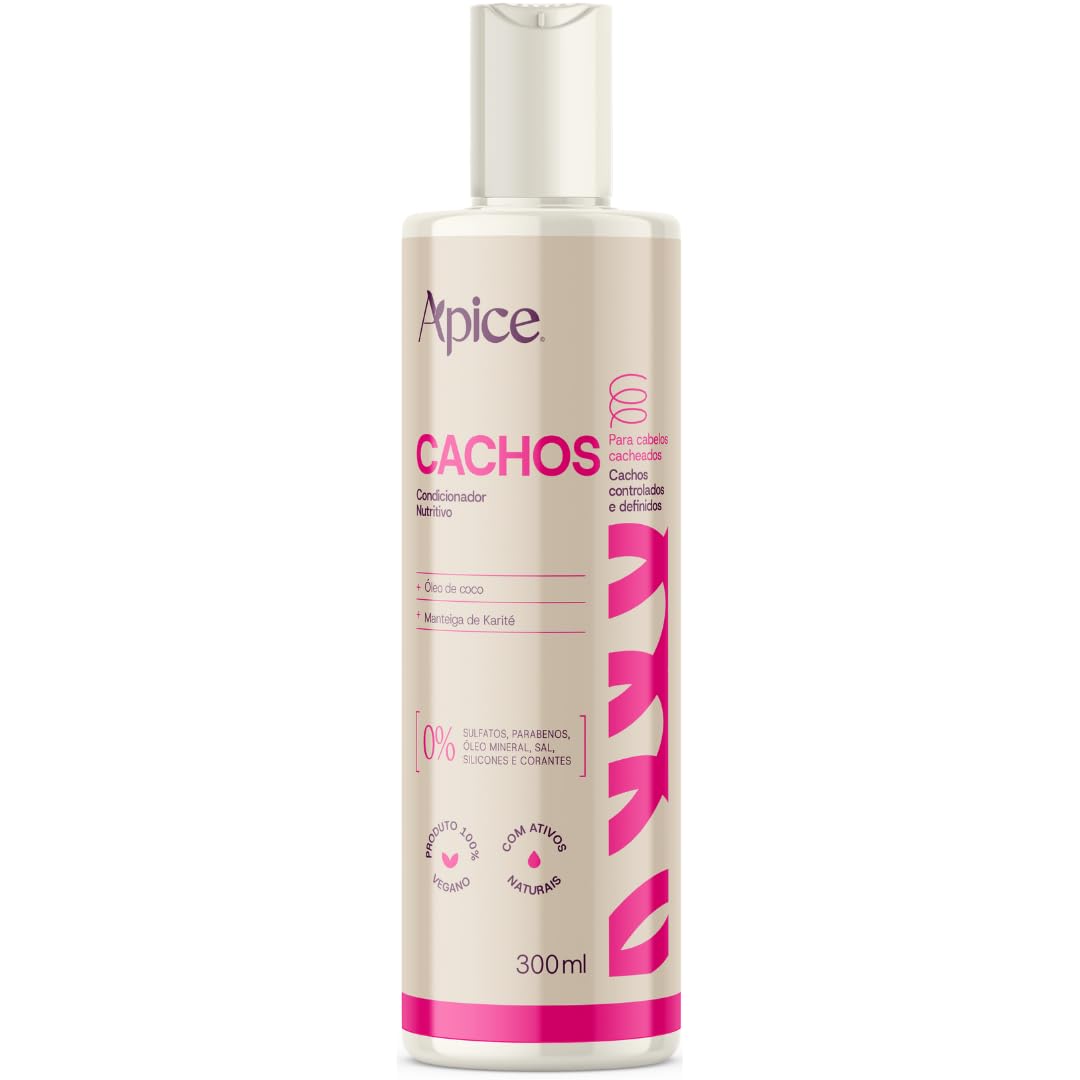 Condicionador Nutritivo Cachos APSE Nova Fragrância Vegano Cabelo Sem Sulfato 300ml
