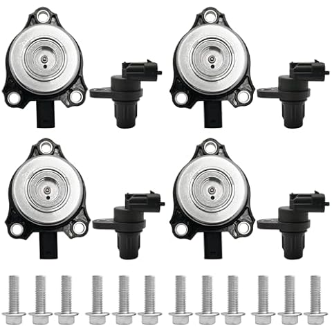 TINJO 4Pcs Camshaft Position Sensor & 4Pcs Adjuster Camshaft Adjuster Magnet Solenoid Kit for Mercedes-Benz - 2006-2015 -C, CLK, CLS, E, G, GL, GLK, ML, R, S, SLK, OE# 2720510077,0009050443 Cover
