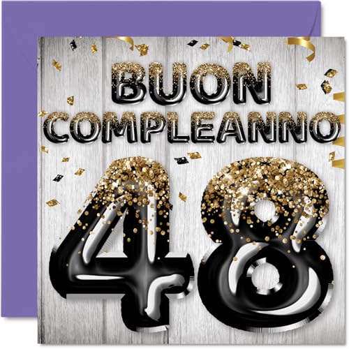 Stuff4 48° Biglietto Auguri Compleanno per Uomo - Palloncini Glitter