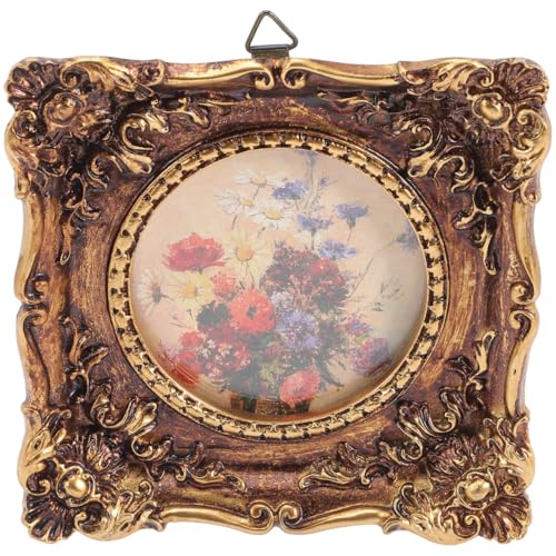 HOMSFOU Vintage Desktop Photo Holder 4.33X4.33In Retro Style Ornate Picture Frame Decorative Photo Display for Home Office Wedding