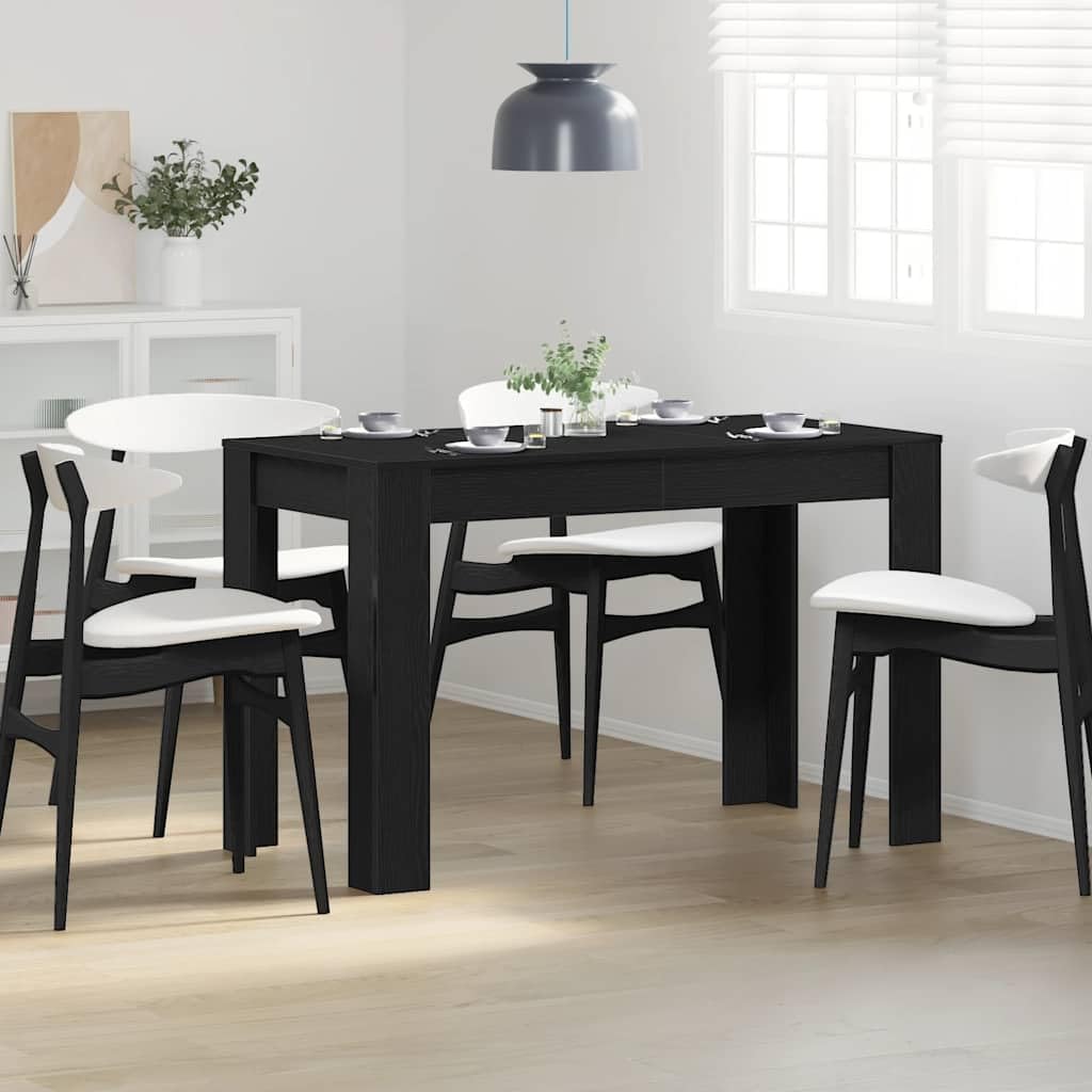 Tavolo da pranzo effetto rovere e nero, 120 x 60 x 76 cm, in legno con piano stabile per cibi e bevande, facile da pulire grazie al panno umido, resistente all'umidità