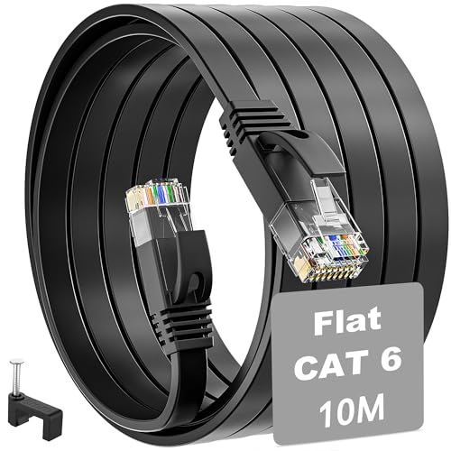 Ethernet Cable 10m Cat 6, Flat High Speed LAN Cable