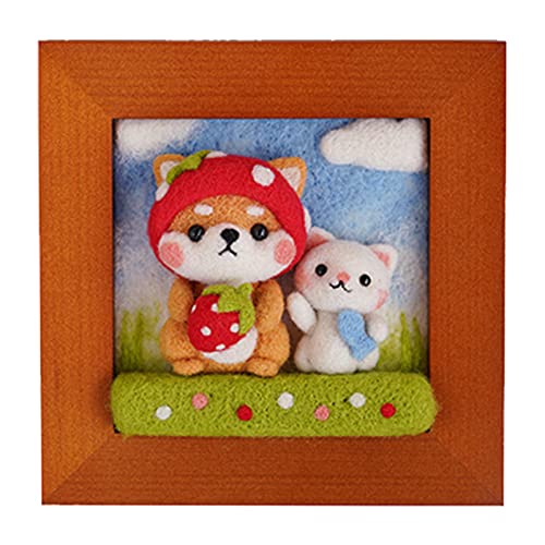 Agatige Needle Felting Set - Needle Felting Kit with Photo Frame, Wool Felt Tools, DIY Craft Party Supplies for Adults (Dog & Cat)