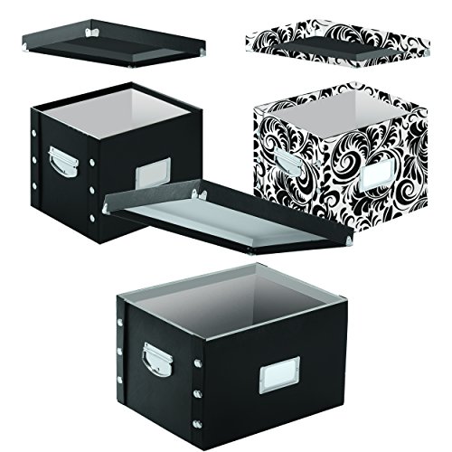 Snap-N-Store Combo 3-Pack, Includes 1 Letter/Legal Size and 2 Letter Size File Boxes, Black/Scroll (SNS01950)