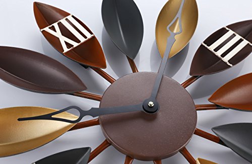 Decorative Large Clock, Eruner European Industrial Craft Iron Leaves Non-Sticking Wall Clock Home Living Room Cafe Bar Leaf Decoration 22” Oversized #TOP2