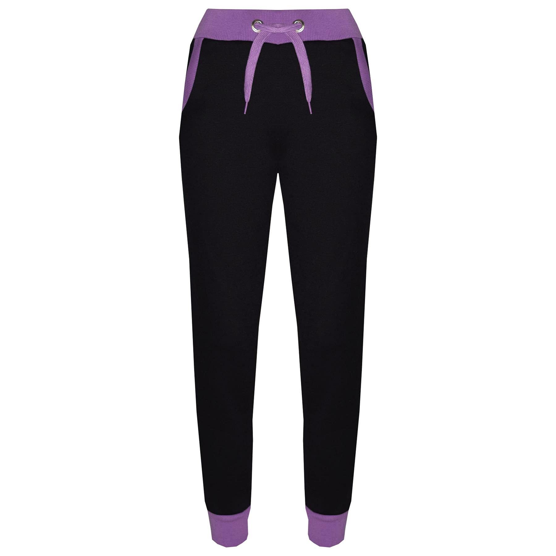 A2Z Kids Jogging Bottoms Joggers 2 Tone Cuffed Sweatpants Contrast Back to School Trousers Tracksuit Pants Age 5-13 Years Lilac